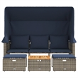 Afuera Living 3-Seater PE Rattan Patio Sofa With Retractable Canopy in Gray
