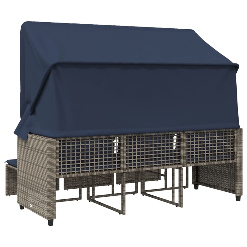 Afuera Living 3-Seater PE Rattan Patio Sofa With Retractable Canopy in Gray