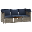 Afuera Living 3-Seater PE Rattan Patio Sofa With Retractable Canopy in Gray