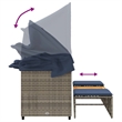 Afuera Living 3-Seater PE Rattan Patio Sofa With Retractable Canopy in Gray
