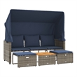Afuera Living 3-Seater PE Rattan Patio Sofa With Retractable Canopy in Gray
