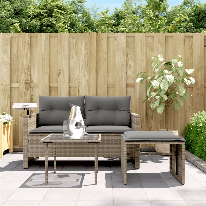 Afuera Living Contemporary Synthetic Poly Rattan Garden Sofa Set in Gray