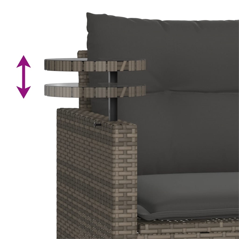 Afuera Living Contemporary Synthetic Poly Rattan Garden Sofa Set in Gray