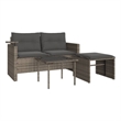 Afuera Living Contemporary Synthetic Poly Rattan Garden Sofa Set in Gray