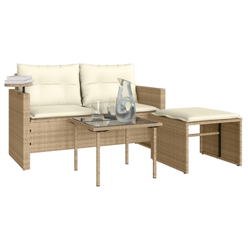 Afuera Living Contemporary Synthetic Poly Rattan Garden Sofa Set in Beige