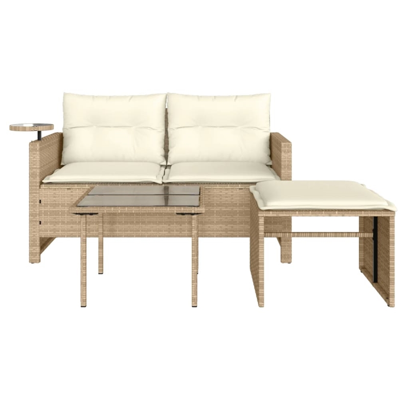 Afuera Living Contemporary Synthetic Poly Rattan Garden Sofa Set in Beige
