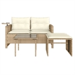 Afuera Living Contemporary Synthetic Poly Rattan Garden Sofa Set in Beige