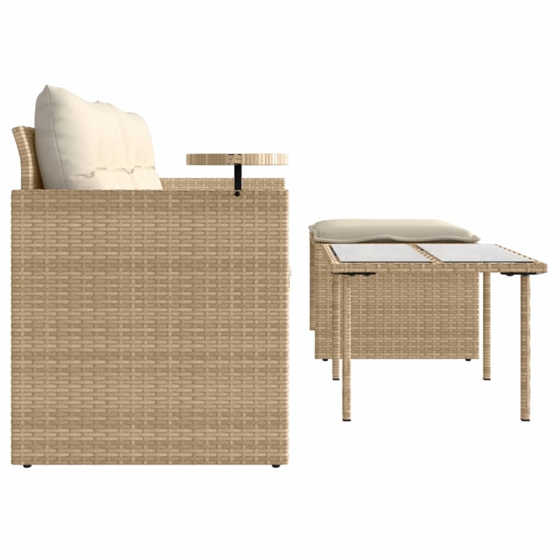 Afuera Living Contemporary Synthetic Poly Rattan Garden Sofa Set in Beige
