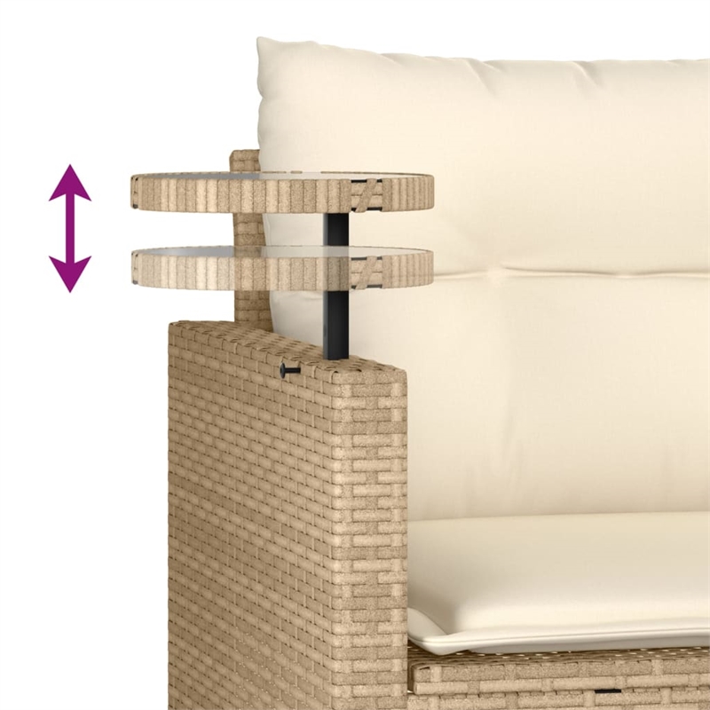 Afuera Living Contemporary Synthetic Poly Rattan Garden Sofa Set in Beige