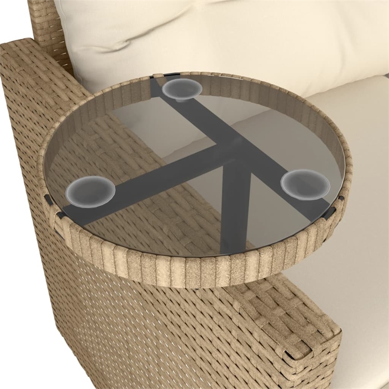 Afuera Living Contemporary Synthetic Poly Rattan Garden Sofa Set in Beige