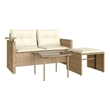 Afuera Living Contemporary Synthetic Poly Rattan Garden Sofa Set in Beige