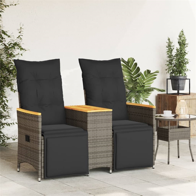 Afuera Living Contemporary Rattan Reclining Garden Sofa in Gray