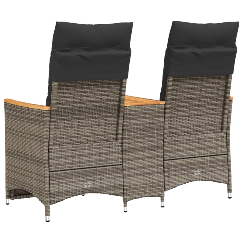 Afuera Living Contemporary Rattan Reclining Garden Sofa in Gray