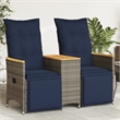 Afuera Living 2-Seater Rattan Reclining Patio Sofa With Table in Navy Blue/Gray