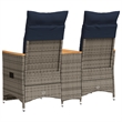 Afuera Living 2-Seater Rattan Reclining Patio Sofa With Table in Navy Blue/Gray