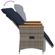 Afuera Living 2-Seater Rattan Reclining Patio Sofa With Table in Navy Blue/Gray