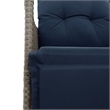Afuera Living 2-Seater Rattan Reclining Patio Sofa With Table in Navy Blue/Gray