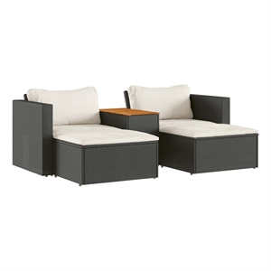 Afuera Living Contemporary Garden Sofa Set in Black & Cream/White