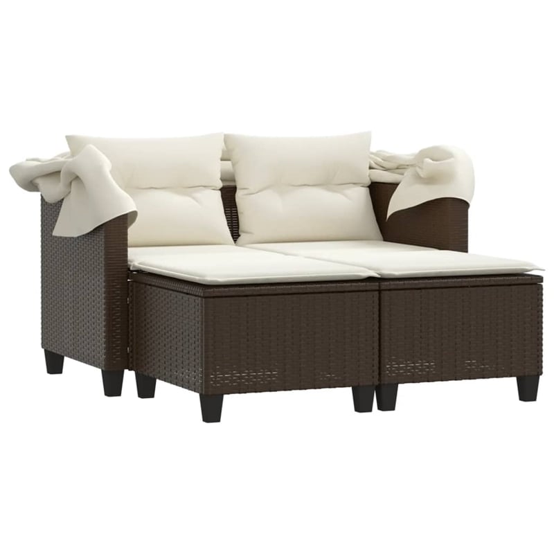 Afuera Living Medium PE Rattan Garden Sofa With Removable Covers in Brown