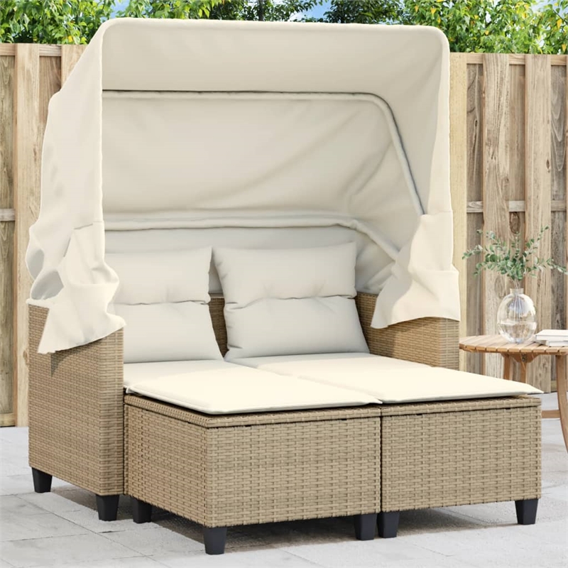 Afuera Living PE Rattan And Powder-Coated Steel Garden Sofa in Beige