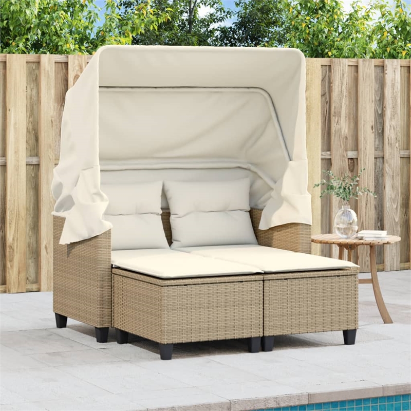 Afuera Living PE Rattan And Powder-Coated Steel Garden Sofa in Beige