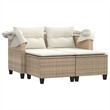 Afuera Living PE Rattan And Powder-Coated Steel Garden Sofa in Beige