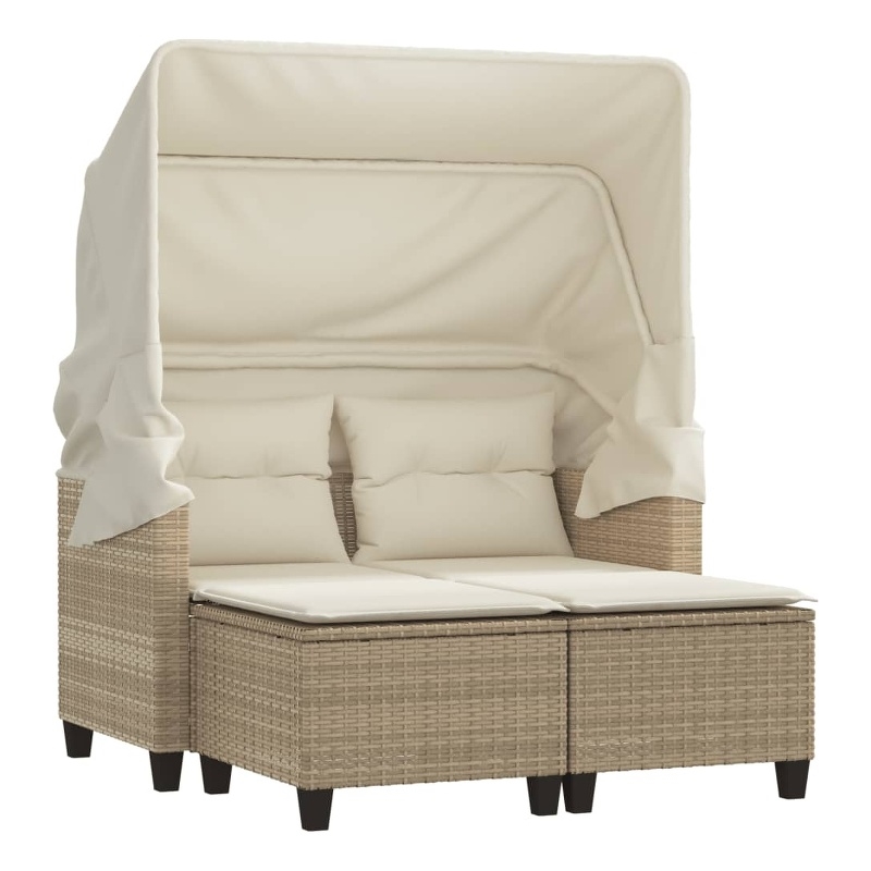 Afuera Living PE Rattan And Powder-Coated Steel Garden Sofa in Beige