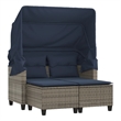 Afuera Living PE Rattan And Powder-Coated Steel Garden Sofa Gray And Navy Blue