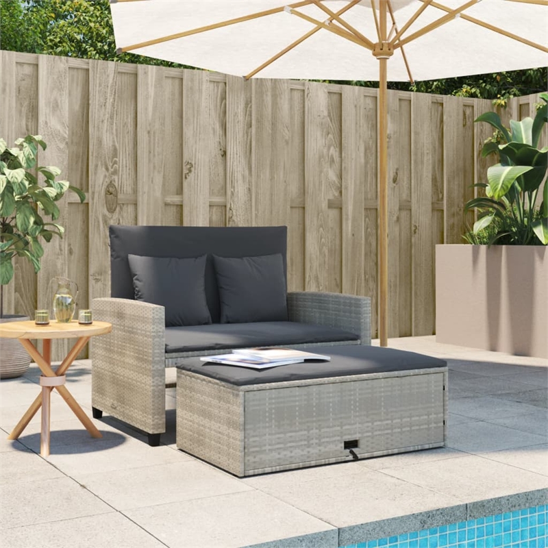 Afuera Living Contemporary Medium PE Rattan Patio Sofa in Light Gray