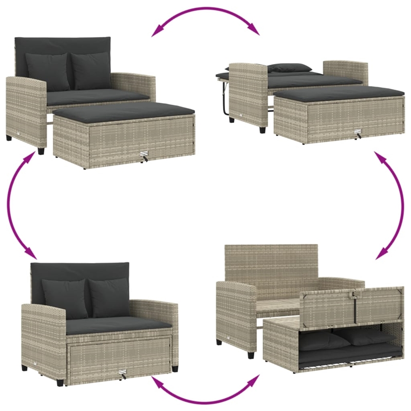 Afuera Living Contemporary Medium PE Rattan Patio Sofa in Light Gray