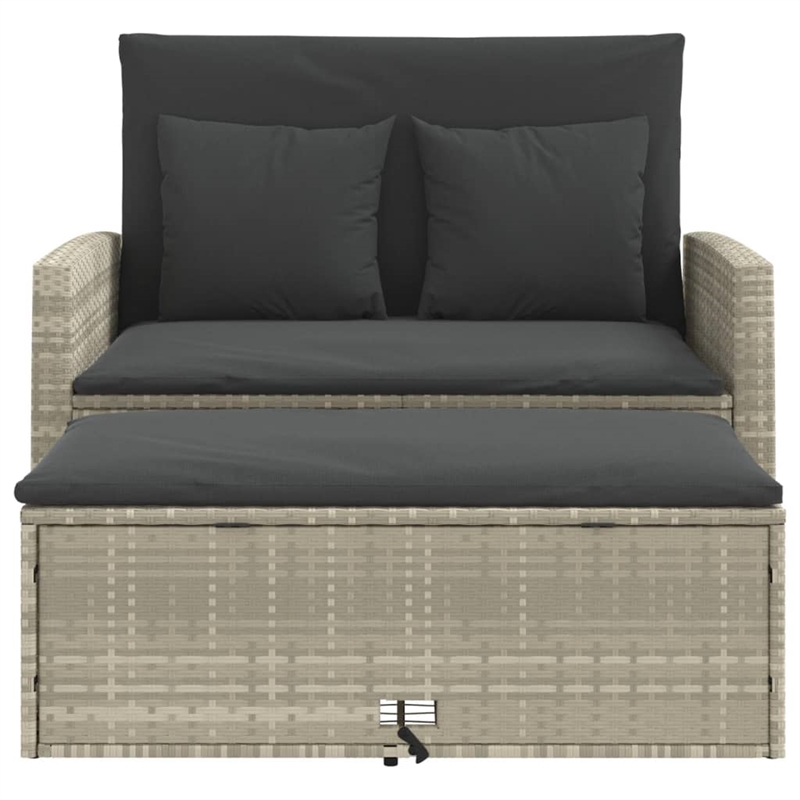 Afuera Living Contemporary Medium PE Rattan Patio Sofa in Light Gray