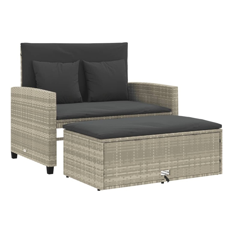 Afuera Living Contemporary Medium PE Rattan Patio Sofa in Light Gray
