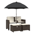 Afuera Living Medium PE Rattan Patio Sofa With Adjustable Feet in Brown