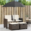 Afuera Living Medium PE Rattan Patio Sofa With Adjustable Feet in Brown