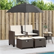 Afuera Living Medium PE Rattan Patio Sofa With Adjustable Feet in Brown