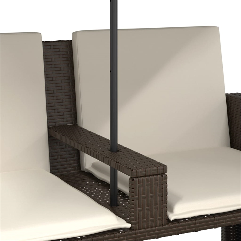 Afuera Living Medium PE Rattan Patio Sofa With Adjustable Feet in Brown