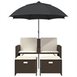 Afuera Living Medium PE Rattan Patio Sofa With Adjustable Feet in Brown