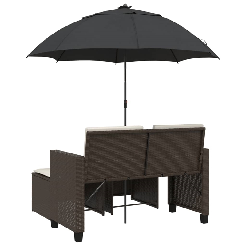 Afuera Living Medium PE Rattan Patio Sofa With Adjustable Feet in Brown