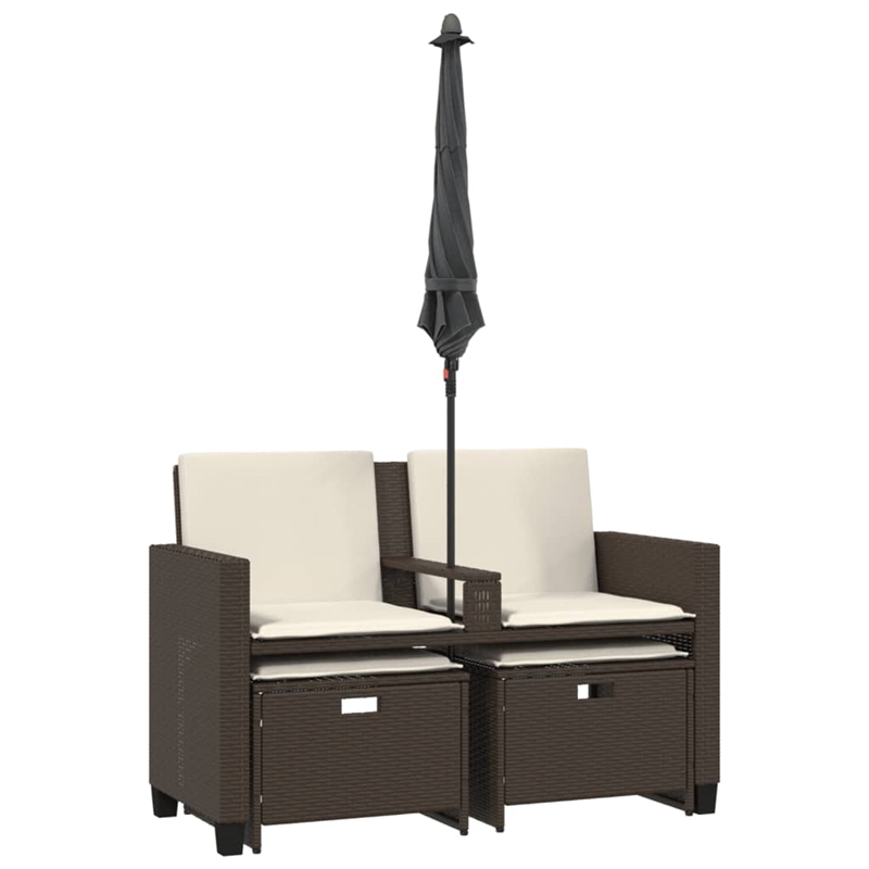 Afuera Living Medium PE Rattan Patio Sofa With Adjustable Feet in Brown