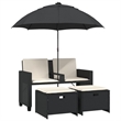 Afuera Living Contemporary PE Rattan Patio Sofa in Black Finish