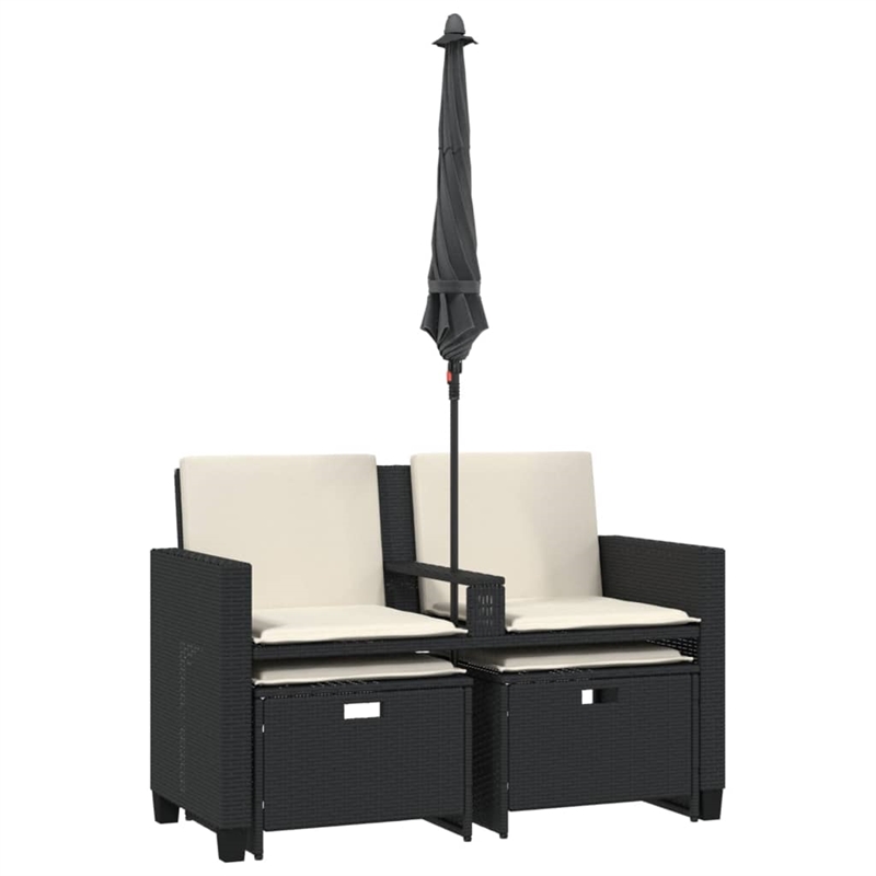 Afuera Living Contemporary PE Rattan Patio Sofa in Black Finish