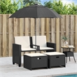 Afuera Living Contemporary PE Rattan Patio Sofa in Black Finish