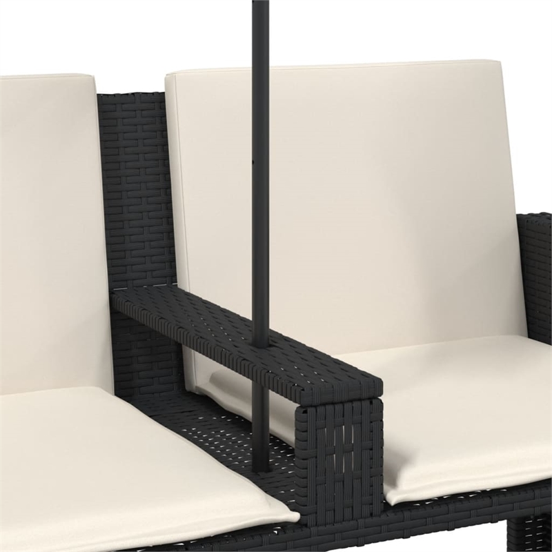 Afuera Living Contemporary PE Rattan Patio Sofa in Black Finish