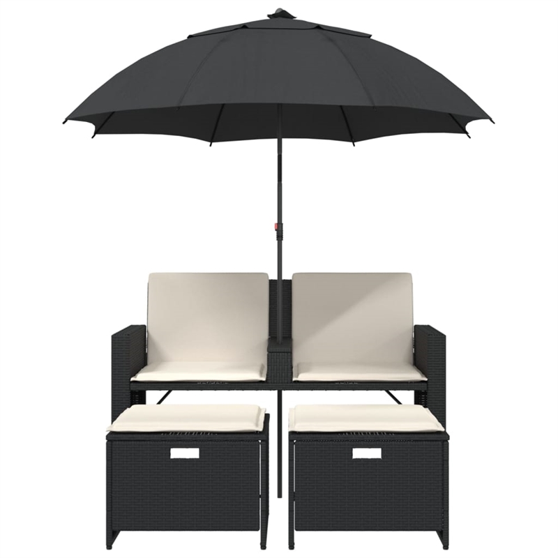 Afuera Living Contemporary PE Rattan Patio Sofa in Black Finish