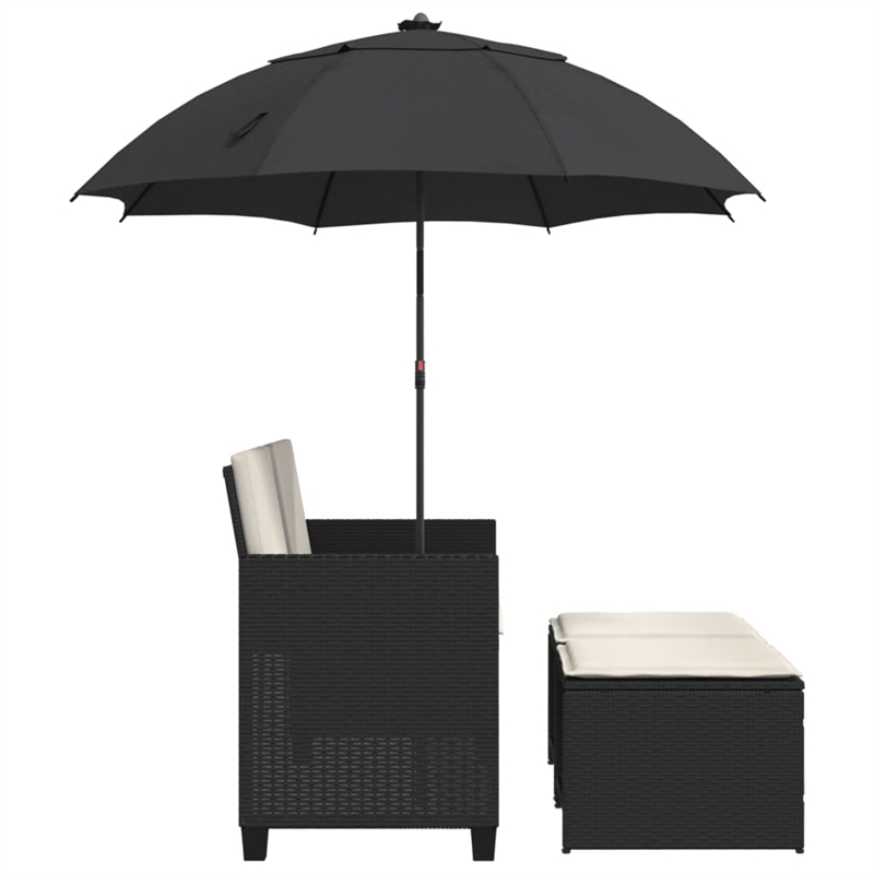 Afuera Living Contemporary PE Rattan Patio Sofa in Black Finish
