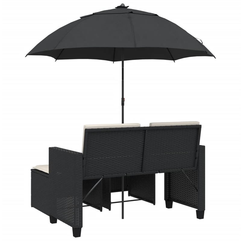 Afuera Living Contemporary PE Rattan Patio Sofa in Black Finish