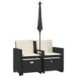 Afuera Living Contemporary PE Rattan Patio Sofa in Black Finish