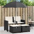 Afuera Living Contemporary PE Rattan Patio Sofa in Black Finish