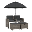 Afuera Living PE Rattan Garden Sofa With Adjustable Armrests in Gray
