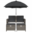 Afuera Living PE Rattan Garden Sofa With Adjustable Armrests in Gray